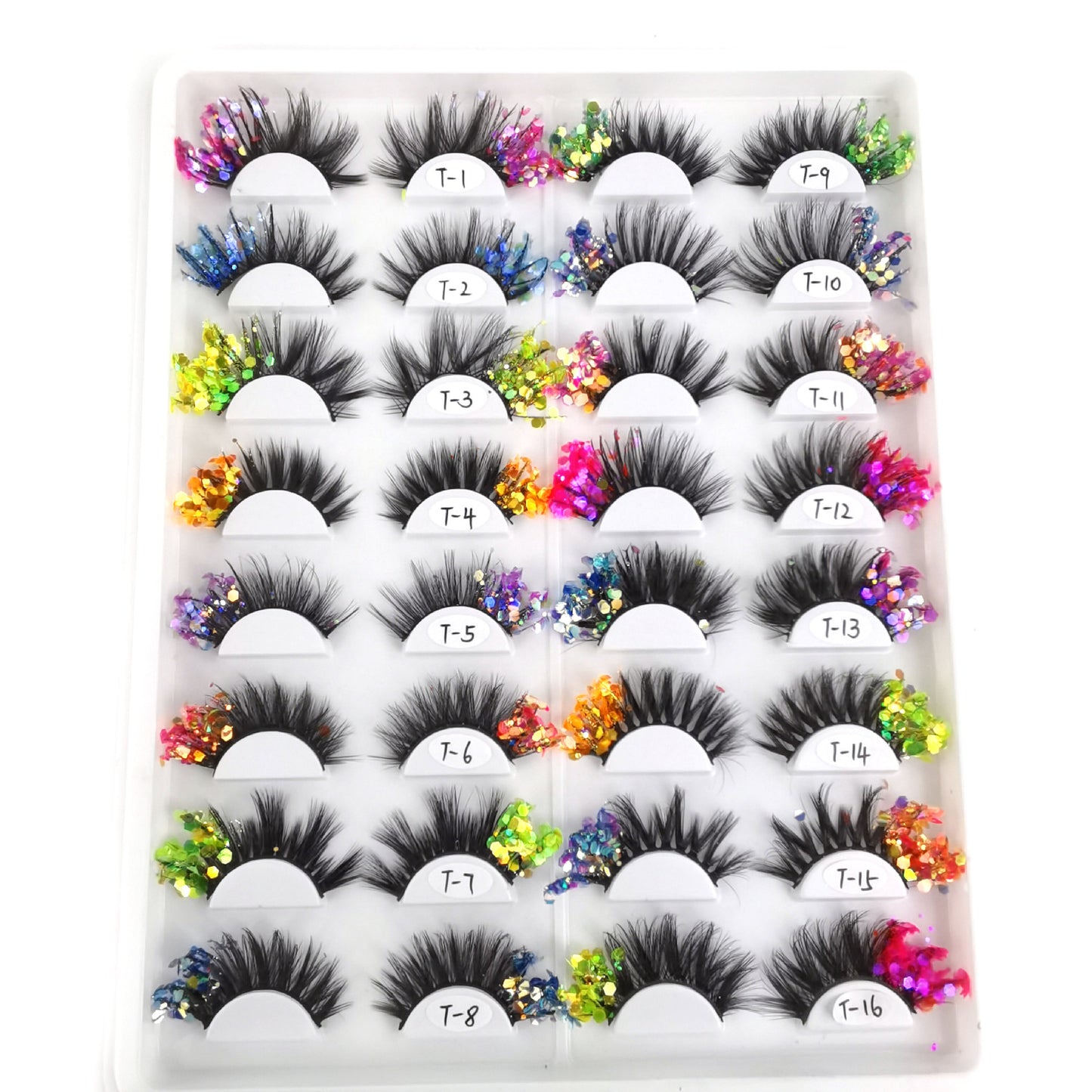 Fake Eyelashes with Color Fluorescence with Sequins