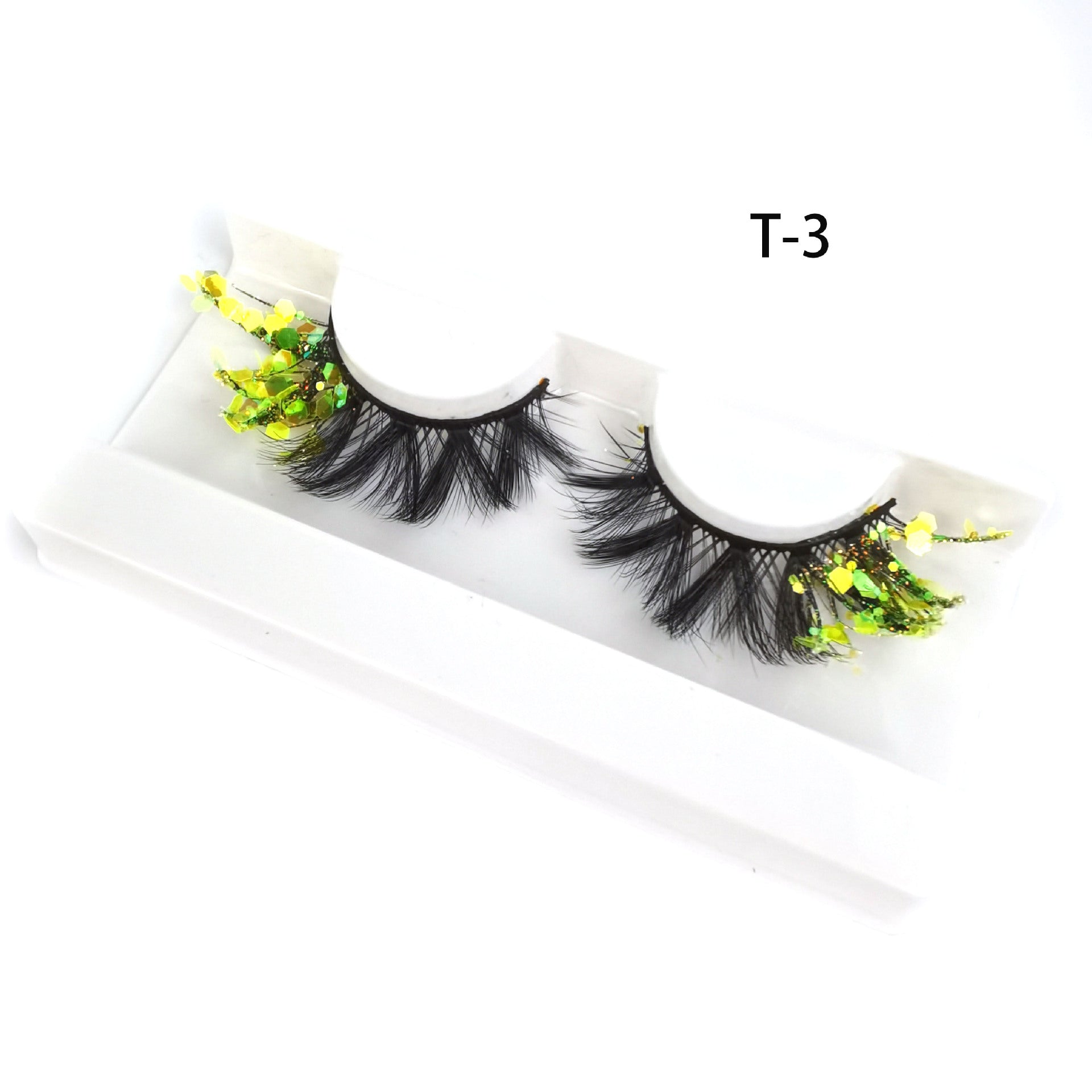 Fake Eyelashes with Color Fluorescence with Sequins